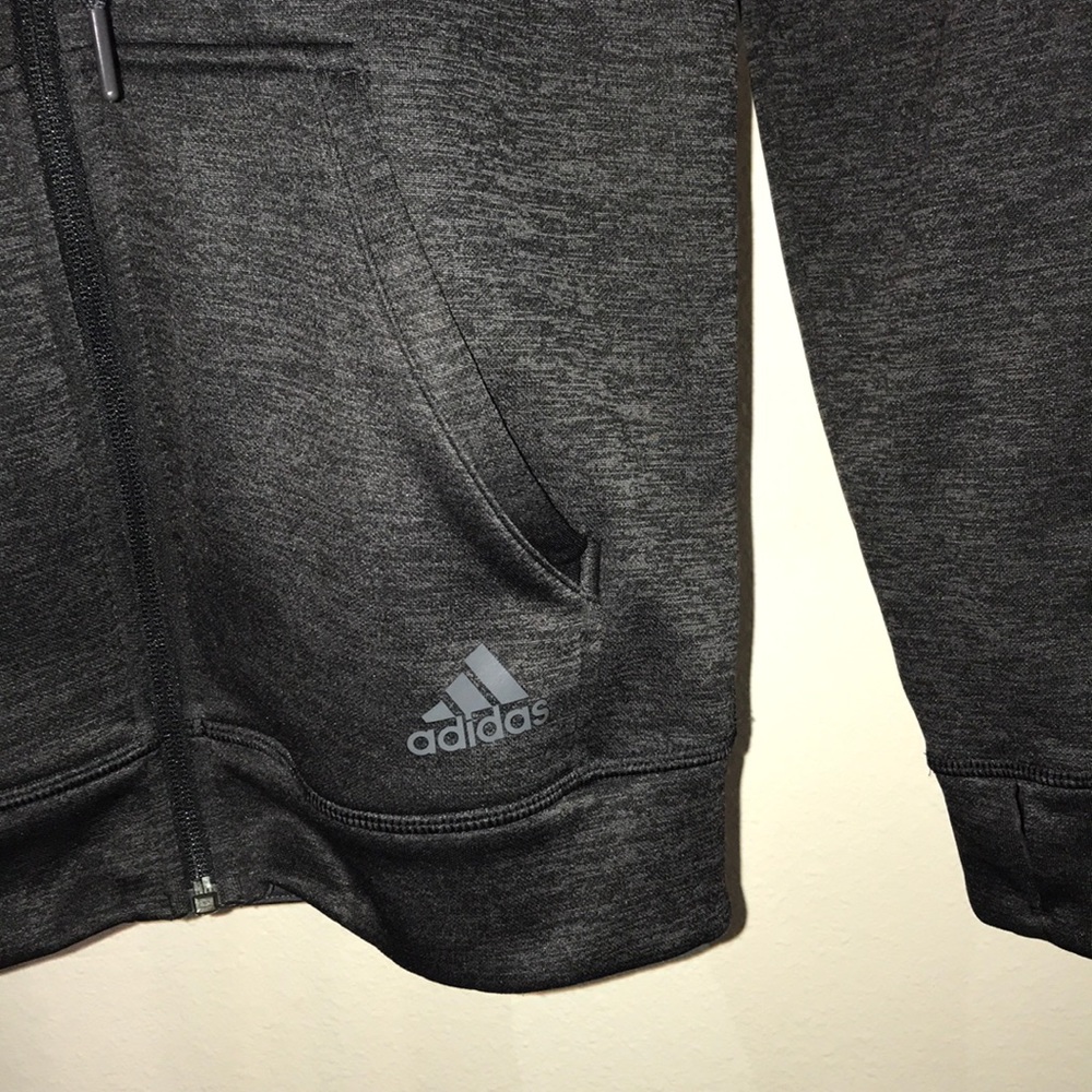Adidas zip up heathered black jacket